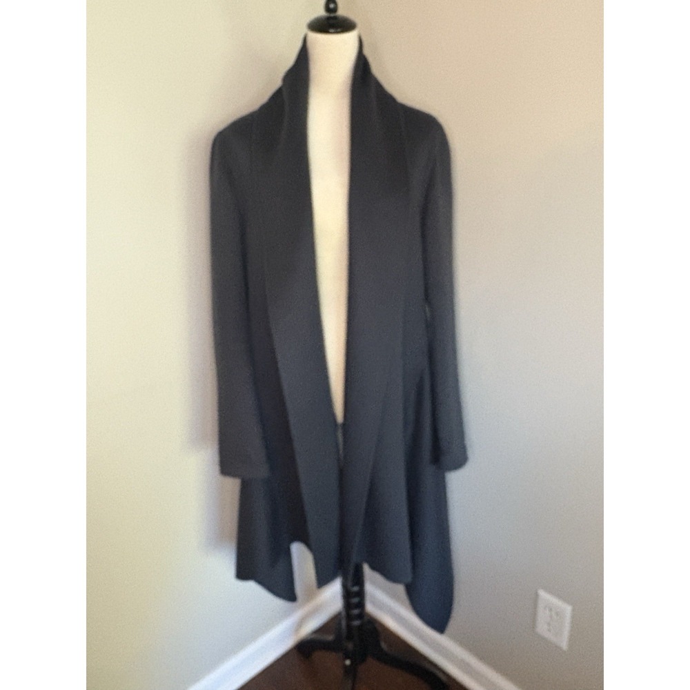 Nicole Farhi Women's Designer Baby Alpaca Open Jacket Coat Dark Gray US 8 EU 38